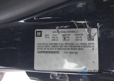 2013 Buick Verano Convenience Group from USA, damaged, VIN 1G4PR5SK3D4249239